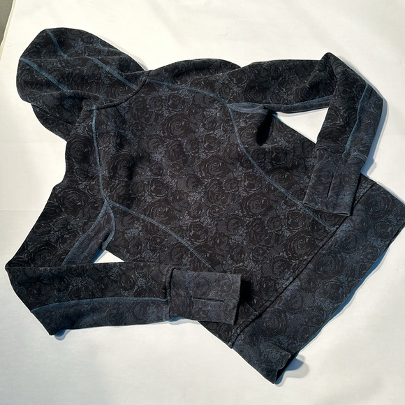 Lululemon FloralScuba Hoodie Womens 4 Full Zip Thumbholes - Picture 7 of 9